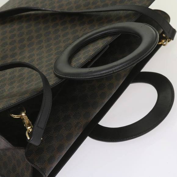 CELINE Macadam Canvas Hand Bag PVC 2way Black Auth 66733 - Picture 6 of 16